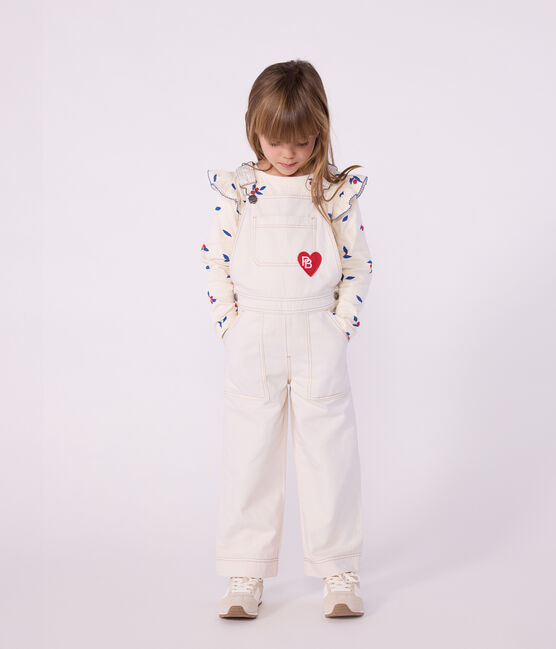 Salopette enfant en denim unie écru MILK