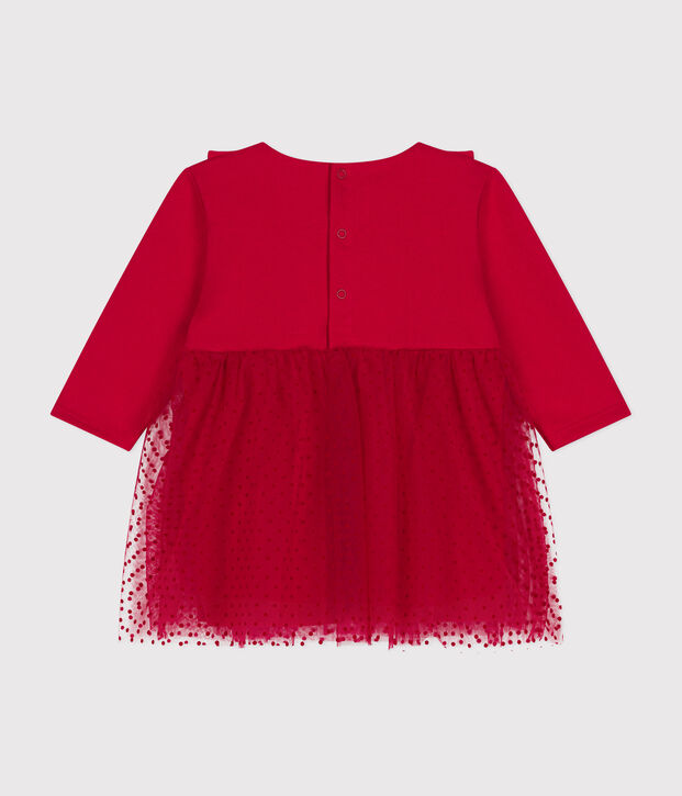 Robe en coton et tulle b&eacute;b&eacute; rouge