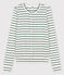 Cardigan iconique en coton rayé Femme blanc MARSHMALLOW/vert VALLEE