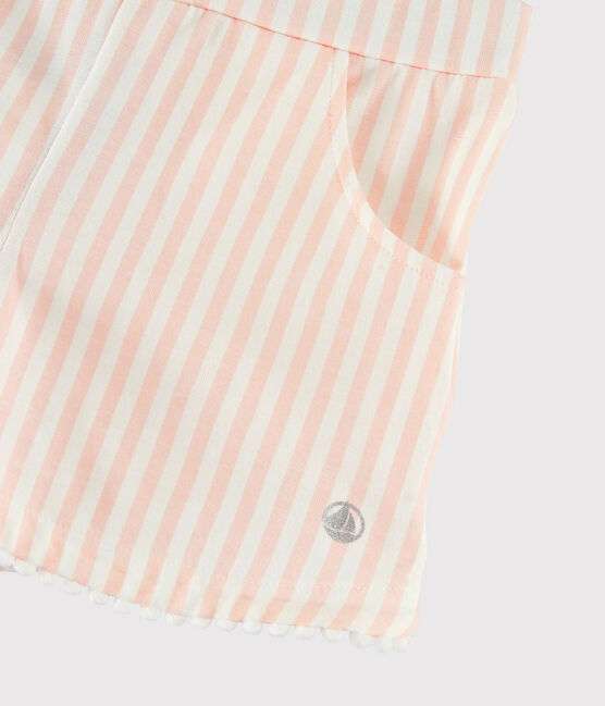 Short en jersey  enfant fille rose MINOIS/blanc MARSHMALLOW