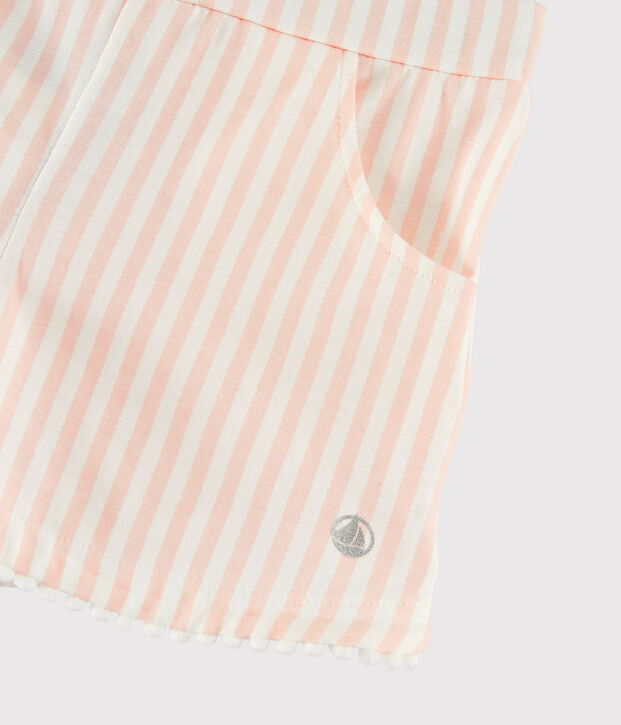 Short en jersey  enfant fille rose/blanc