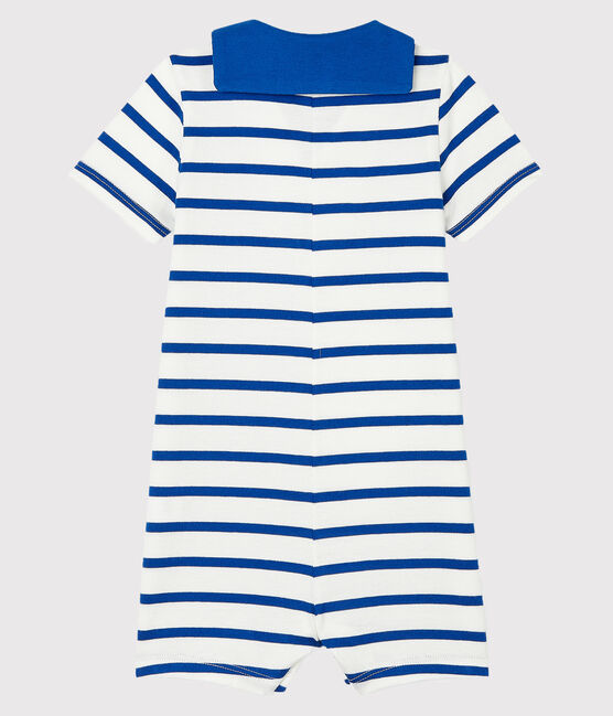 Combicourt bébé garçon rayé blanc MARSHMALLOW/bleu SURF