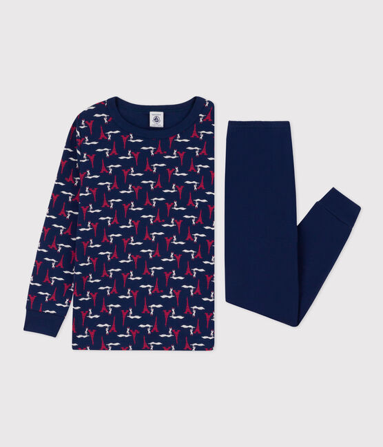 Pyjama Paris en coton enfant bleu MEDIEVAL/blanc MULTICO