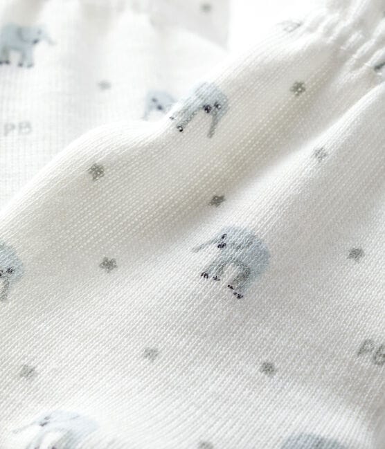 Paire de moufles bébé en côte blanc MARSHMALLOW/blanc MULTICO