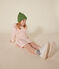 Robe manches longues en tubique enfant fille &eacute;cru/rose