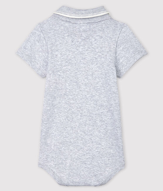 Body manches courtes colo polo en coton bébé gris POUSSIERE CHINE