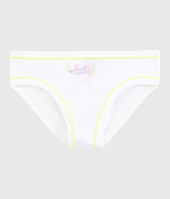 Culotte petite fille en coton blanc ECUME/jaune JAUNE