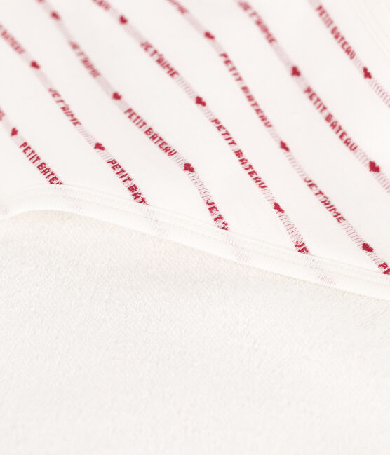Carré de bain bébé en coton blanc MARSHMALLOW/rouge TERKUIT