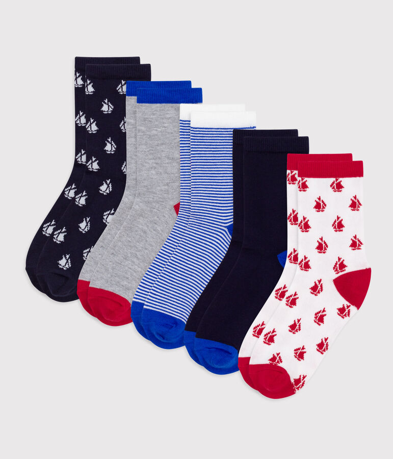 5 paires de chaussettes enfant en coton imprim&eacute; bateaux variante 1
