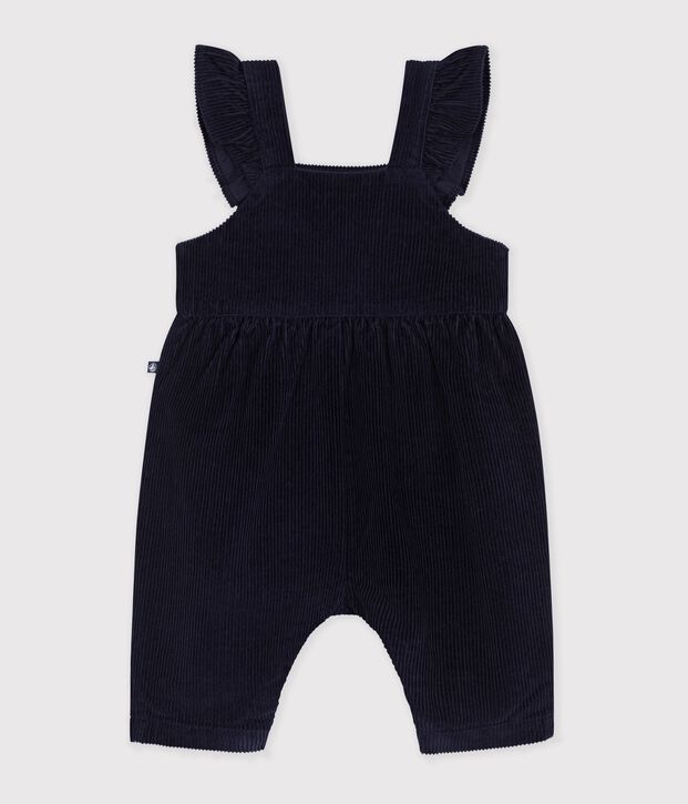 Salopette b&eacute;b&eacute; en velours jambes longues unie bleu marine
