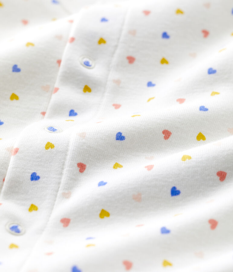 Bodyjama sans pieds  b&eacute;b&eacute; en coton biologique blanc MARSHMALLOW/blanc MULTICO