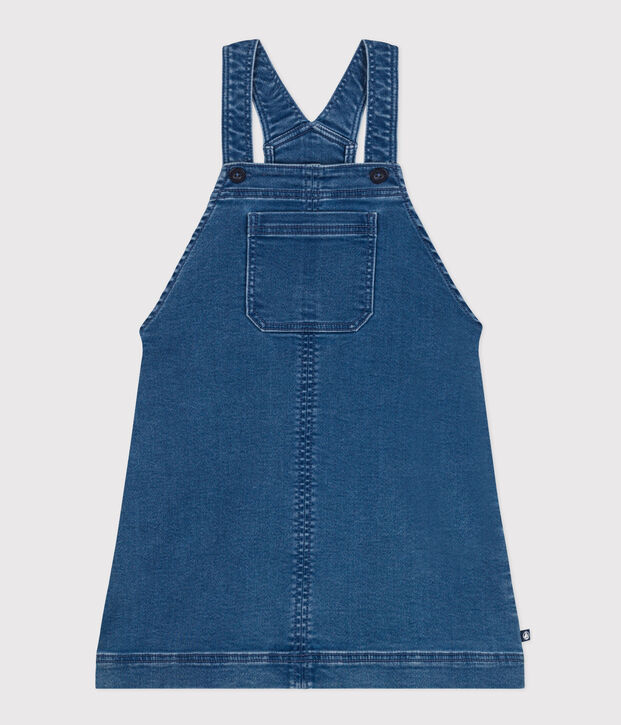 Robe salopette en denim effet molleton enfant fille bleu