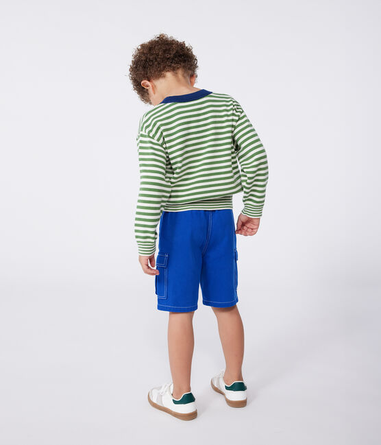 Pull enfant en coton à rayures vert PALMERAIE/ AVALANCHE