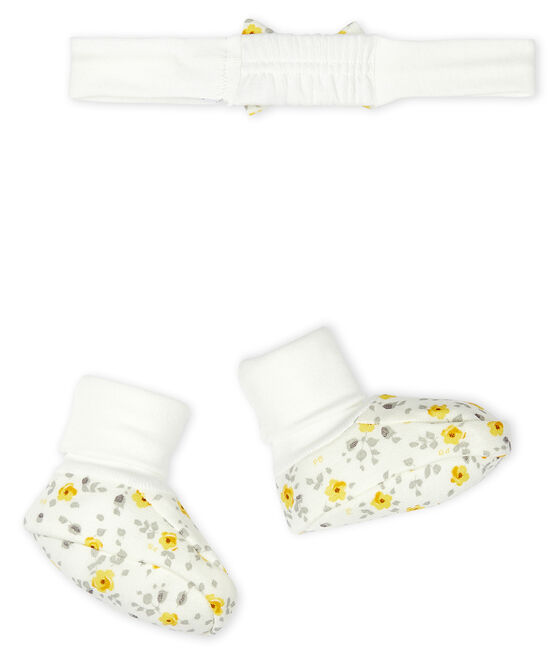 Lot bandeau et chaussons bébé fille en laine et coton variante 1