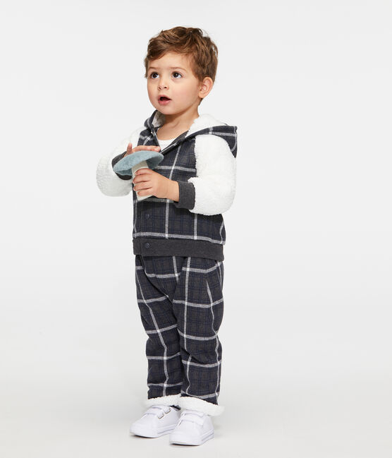 Pantalon bébé garçon à carreaux doublé sherpa noir CITY/blanc MULTICO