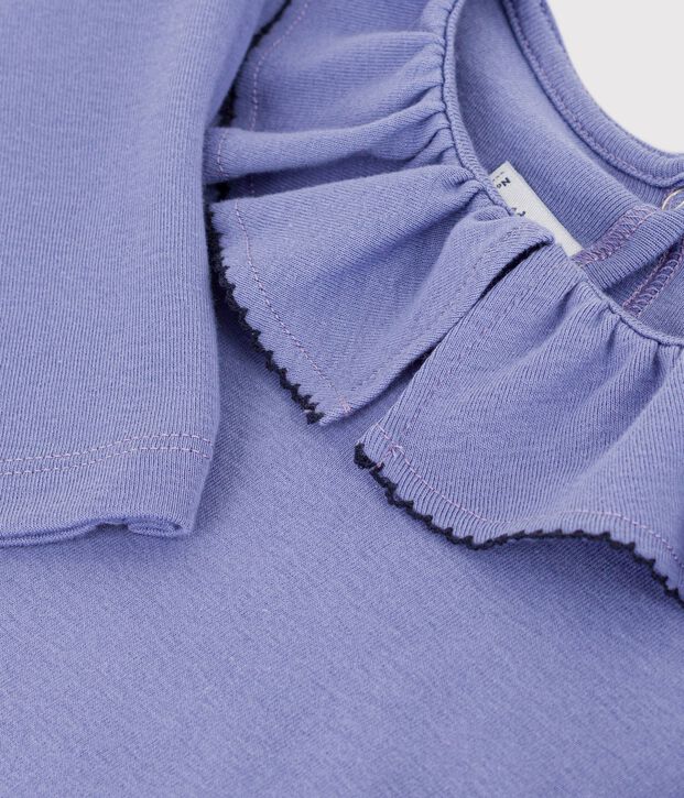 Tee-shirt &agrave; col enfant manches longues uni violet