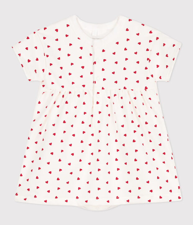 Robe en molleton b&eacute;b&eacute; avec body int&eacute;gr&eacute; blanc/rouge