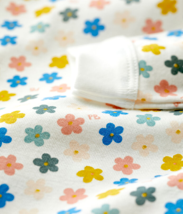 Dors-bien b&eacute;b&eacute; sans pieds phosphorescent en coton blanc MARSHMALLOW/blanc MULTICO