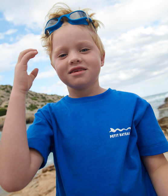 Teeshirt enfant en coton manches courtes imprimé bleu PERSE