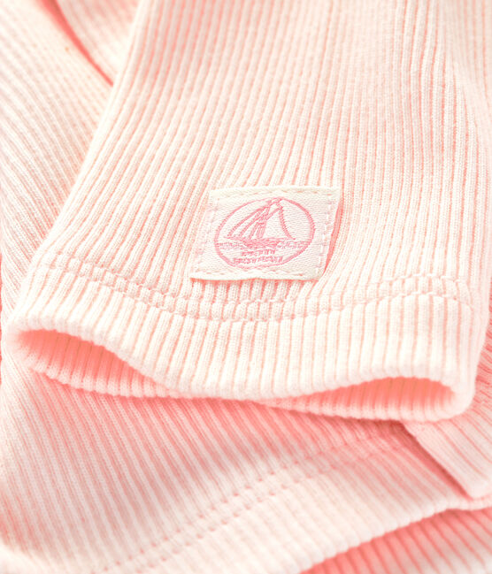 Cardigan bébé en côte 2x2 rose FLEUR