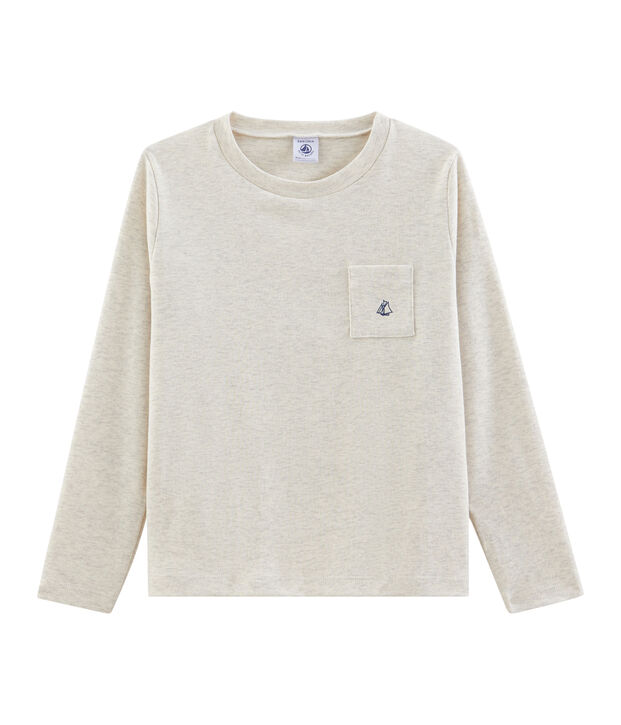 Tee-shirt manches longues enfant gar&ccedil;on beige