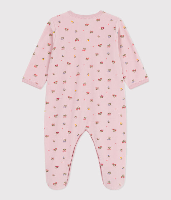 Pyjama bébé en velours imprimé fleuri rose JOLI/blanc MULTICO