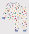Pyjama en molleton gratté imprimé boules de Noël enfant blanc MARSHMALLOW/blanc MULTICO