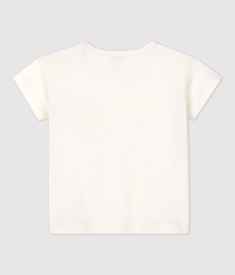 Tee-shirt manches courtes uni en jersey b&eacute;b&eacute; blanc MARSHMALLOW