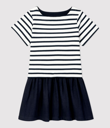 PETIT BATEAU - Robe en jersey et gaze de coton bio enfant fille