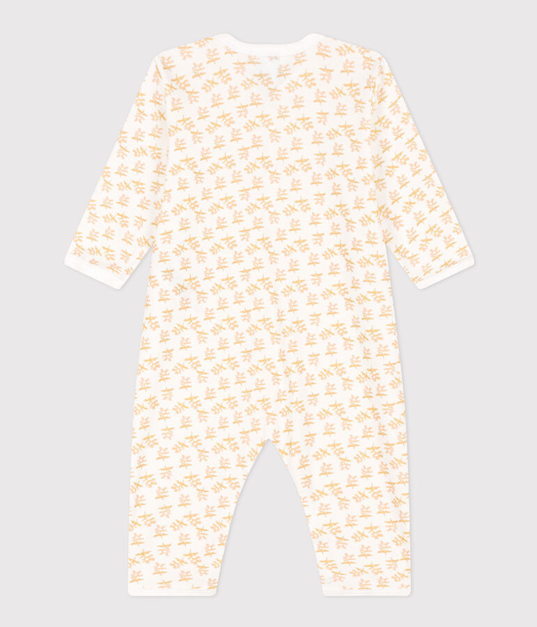 Pyjama b&eacute;b&eacute; sans pieds en coton blanc MARSHMALLOW/jaune BOUDOR