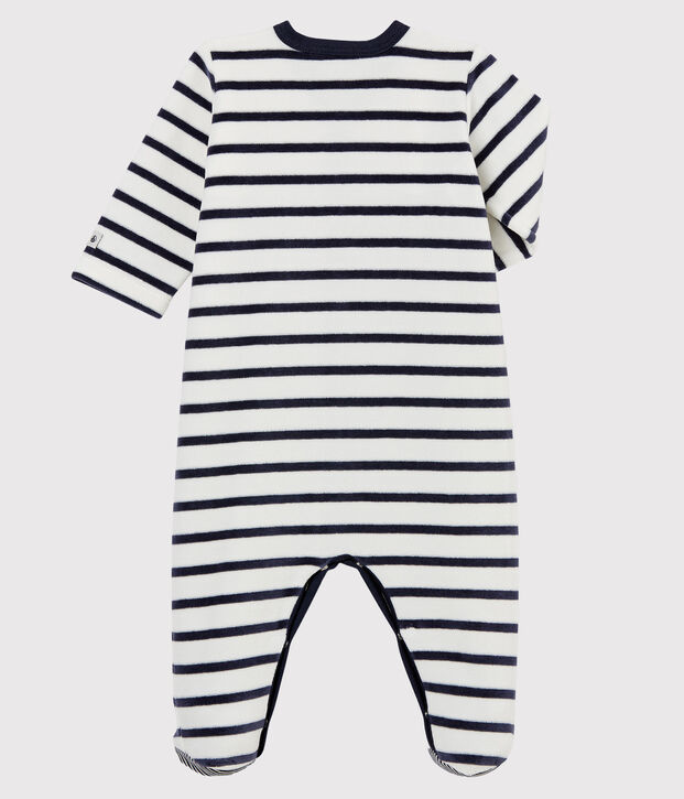 Dors bien b&eacute;b&eacute; en velours blanc/bleu