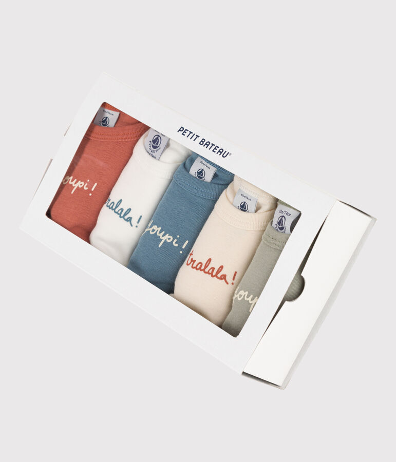 Lot de 5 bodies manches longues youpi b&eacute;b&eacute; en coton multicouleur