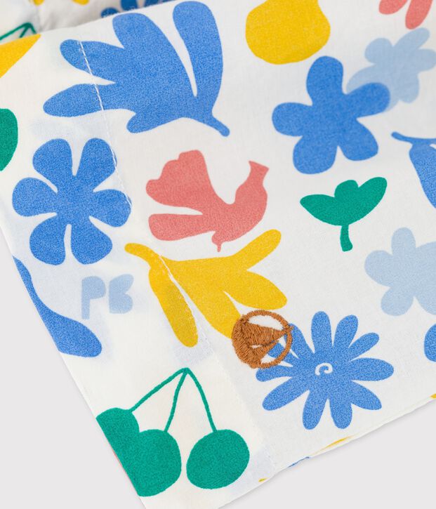 Jupe en popeline imprim&eacute;e enfant fille blanc/multicouleur