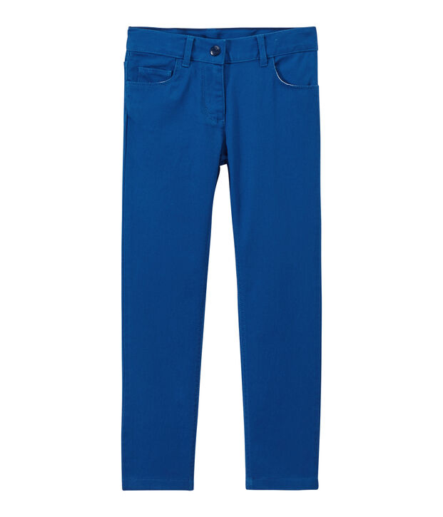 Pantalon fille en jean de couleur bleu
