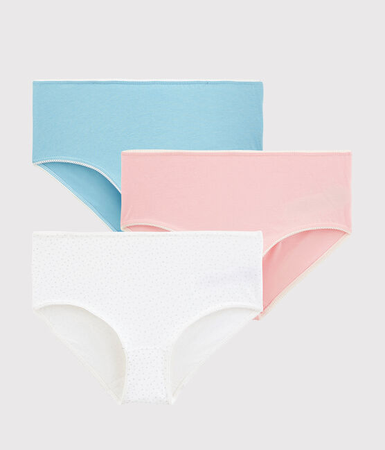 Lot de 3 shorties pois argent fille en coton biologique  et elasthanne variante 1