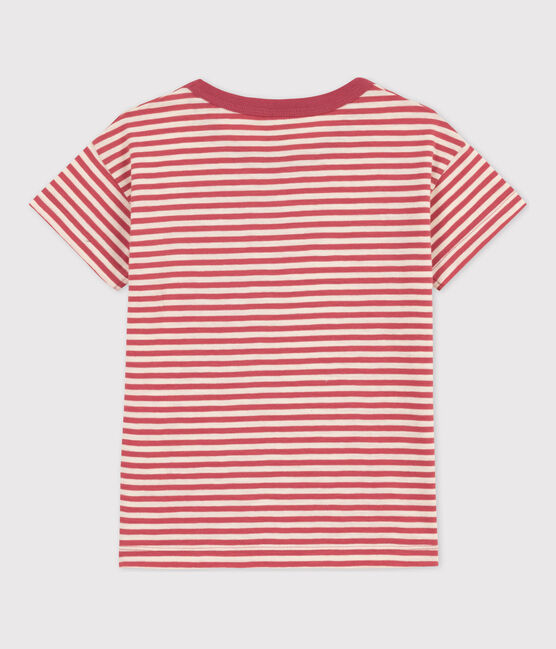 Tee-shirt rayé en coton enfant garçon rose PAPI/beige AVALANCHE