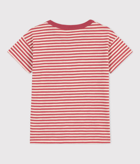 Tee-shirt rayé en coton enfant garçon rose PAPI/beige AVALANCHE