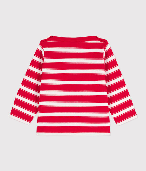 Marinière bébé en jersey épais rayé rouge PEPS/blanc MARSHMALLOW