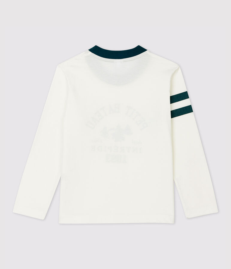 Tee-shirt manches longues en coton enfant gar&ccedil;on blanc