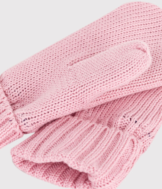 Moufles enfant en tricot doublé en polaire rose CHARME