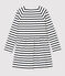 Robe manches longues en coton enfant fille blanc MARSHMALLOW/bleu SMOKING