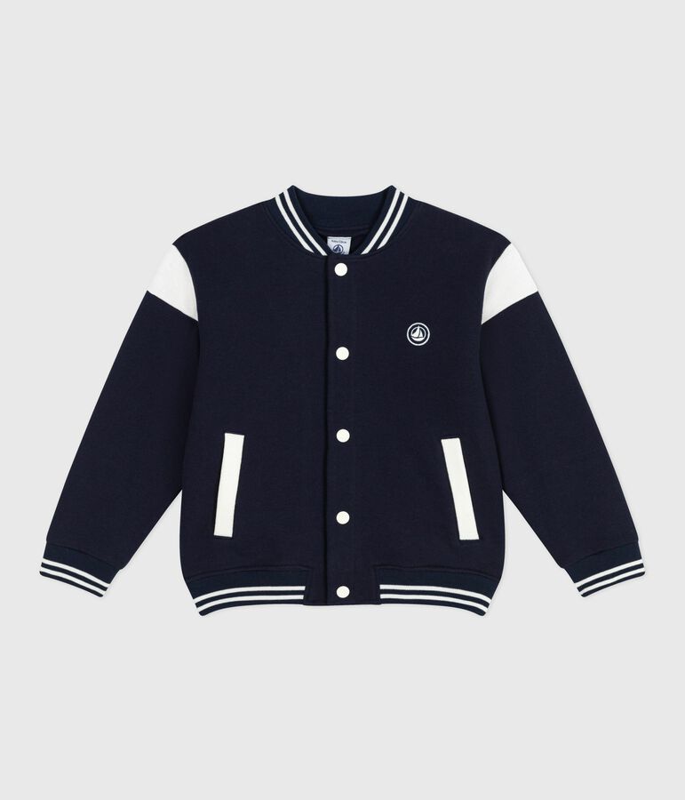 Veste teddy enfant en coton uni bleu SMOKING