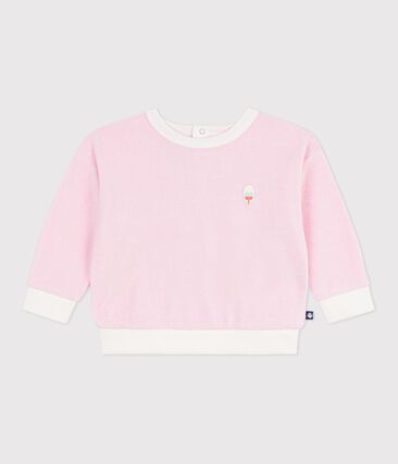 Sweatshirt à capuche bébé en coton, uni et badge glace