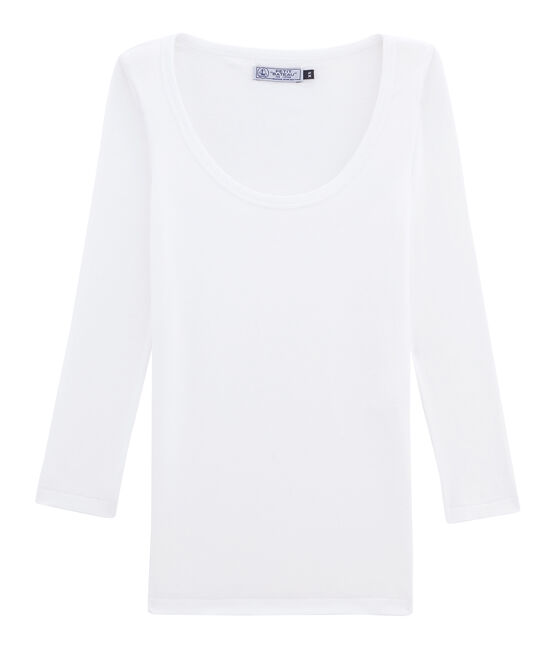 Tee-shirt manches 3/4 femme blanc ECUME
