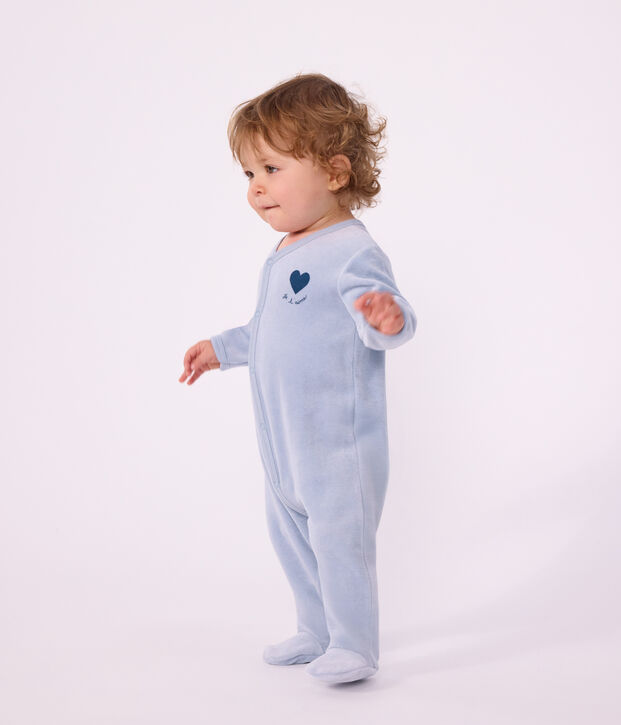 Pyjama b&eacute;b&eacute; en velours uni avec motif plac&eacute; NEW PLACID