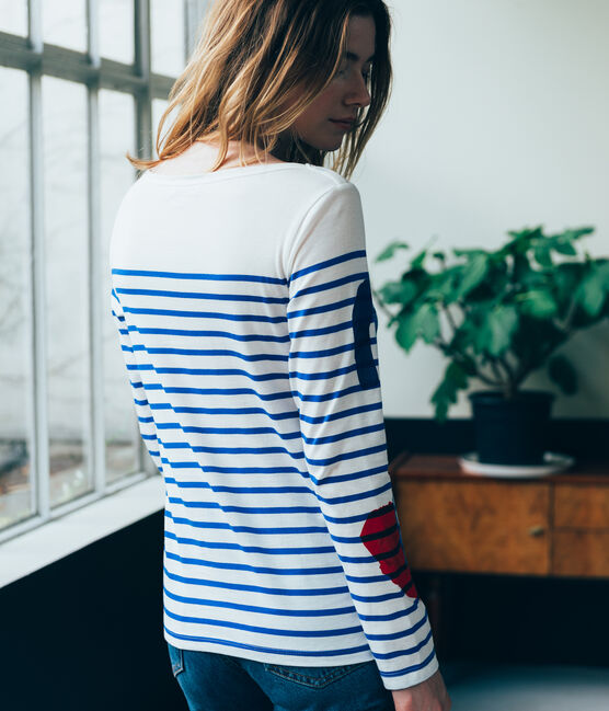 Marinière créative pour femme blanc MARSHMALLOW/bleu PERSE