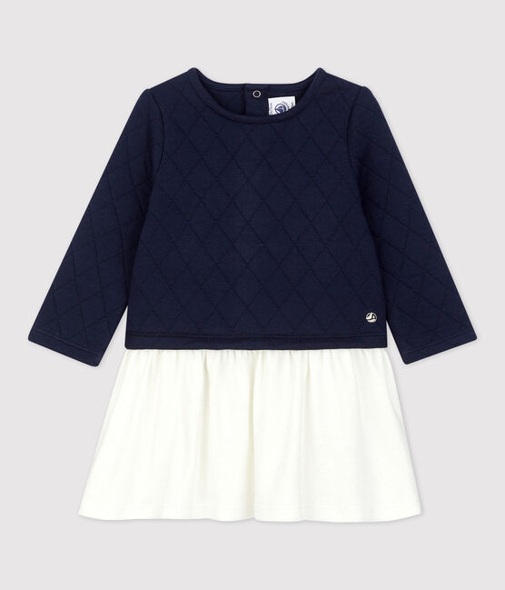 Robe matelassée bébé. bleu SMOKING/blanc MARSHMALLOW