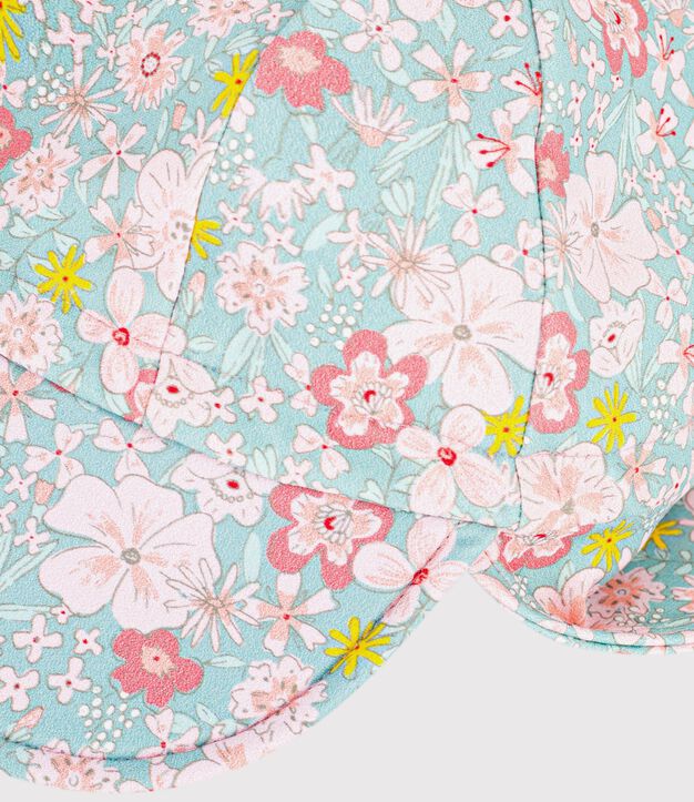 Casquette Anti-UV  b&eacute;b&eacute; imprim&eacute; fleurs bleu/multicouleur