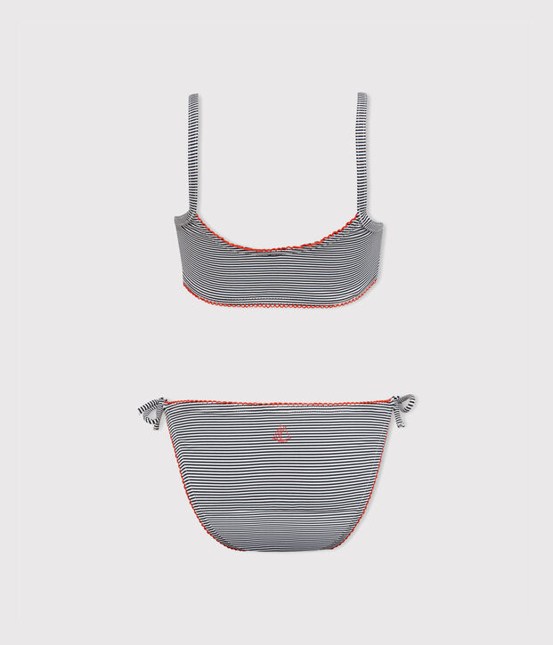 Maillot de bain 2 pi&egrave;ces fille bleu/blanc