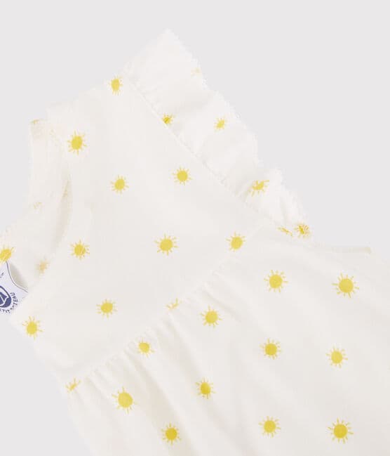 Pyjacourt soleils petite fille en coton blanc MARSHMALLOW/ ORGE